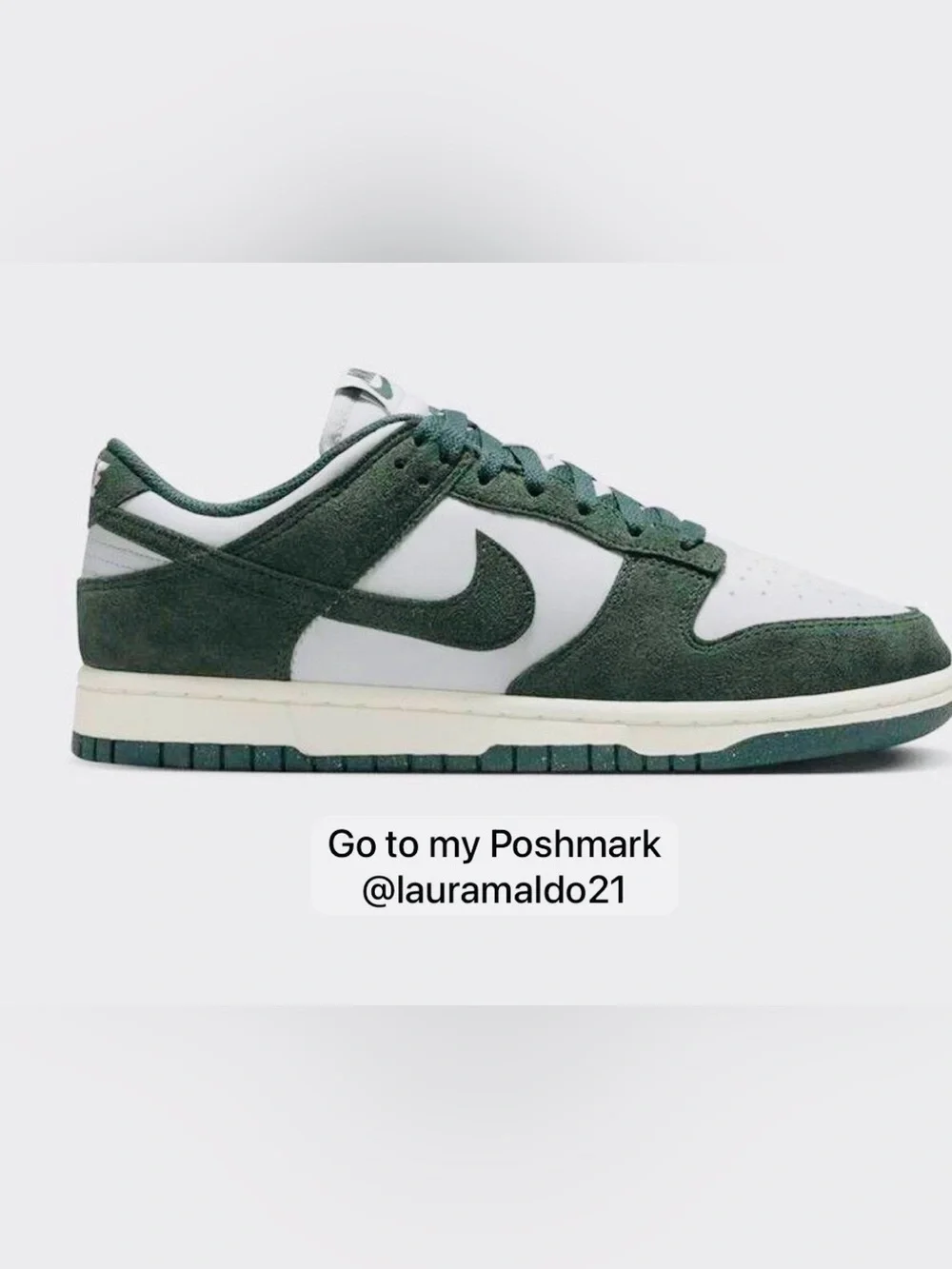 Nike Men’s Dunk Low — White & Dark Green Suede